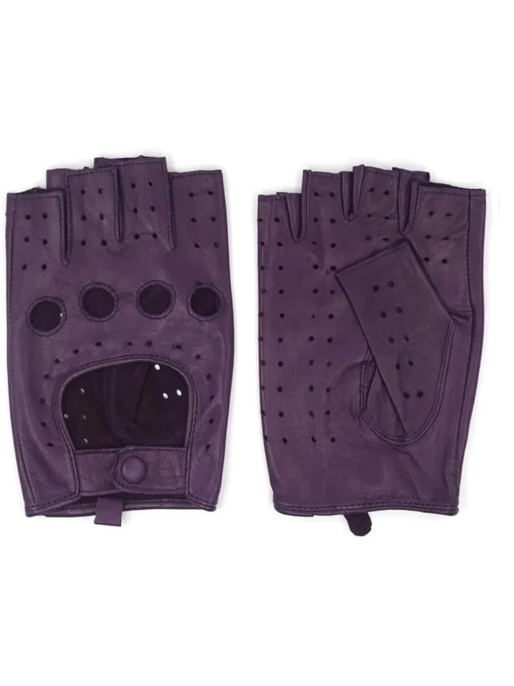 Stylish Women's Lambskin Leather Fingerless Gloves - Unlined Half Finger Driving